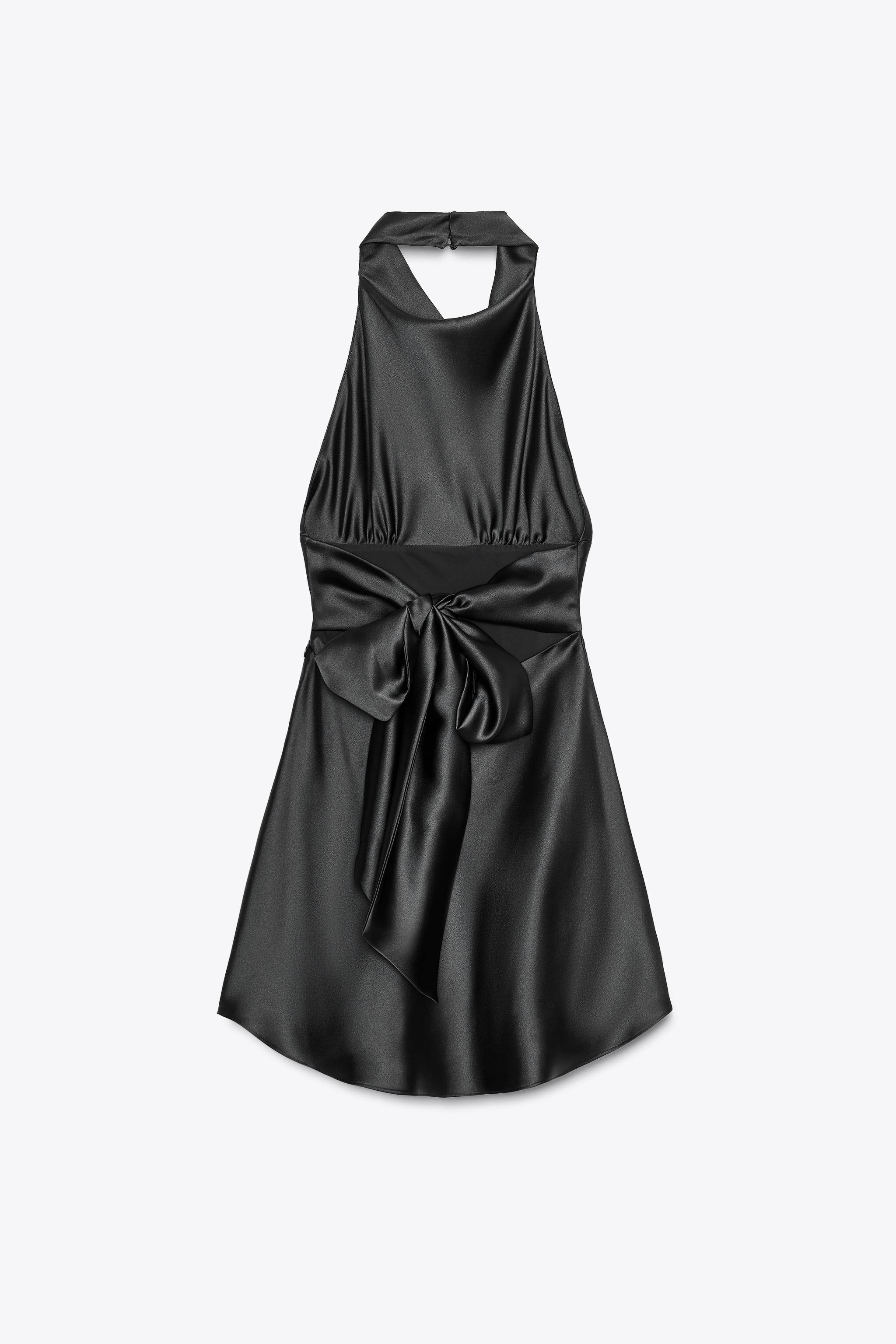 SHORT SATIN HALTER DRESS